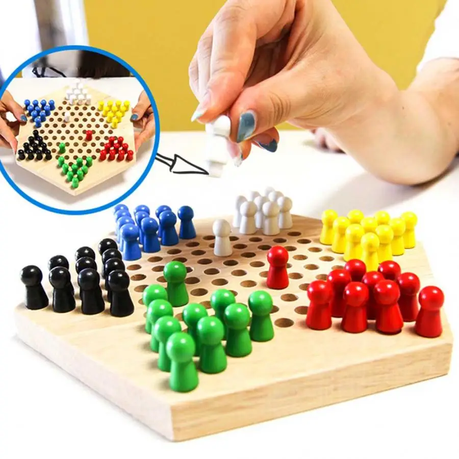 Board Game Halma - Jogo de Tabuleiro Educacional de Madeira